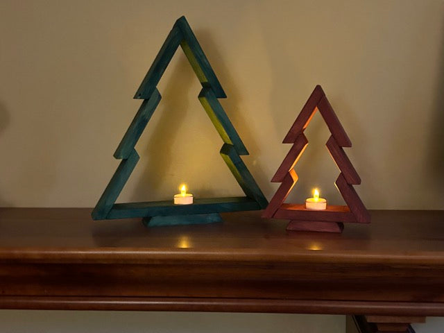 Rustic Christmas Tree Set - Green & Red