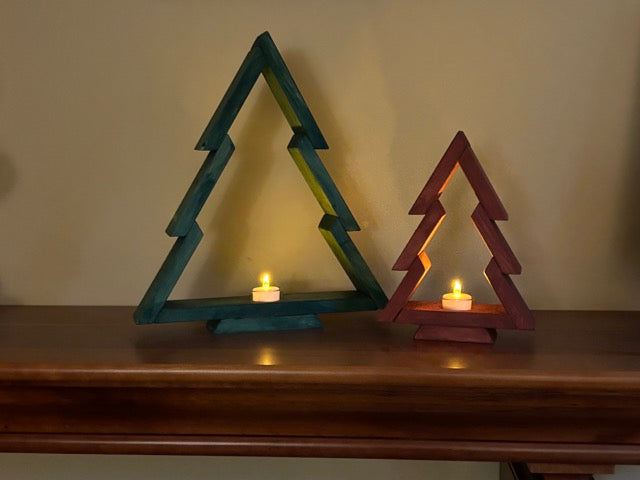 Rustic Christmas Tree Set - Green & Red