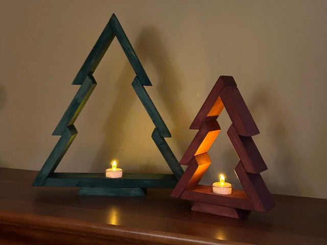Rustic Christmas Tree Set - Green & Red