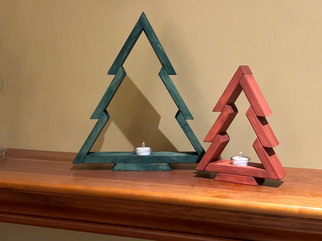 Rustic Christmas Tree Set - Green & Red