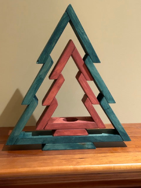 Rustic Christmas Tree Set - Green & Red