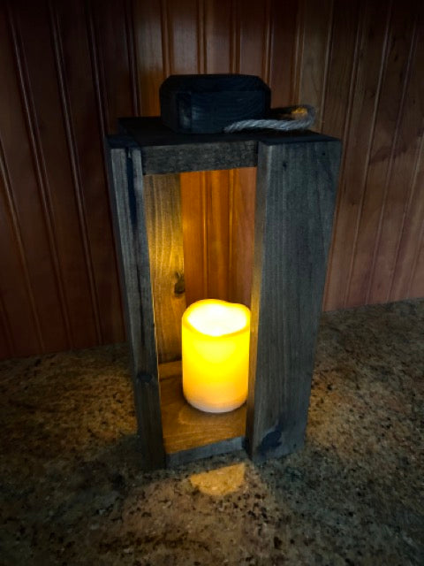 Rustic Candle Lantern - Walnut