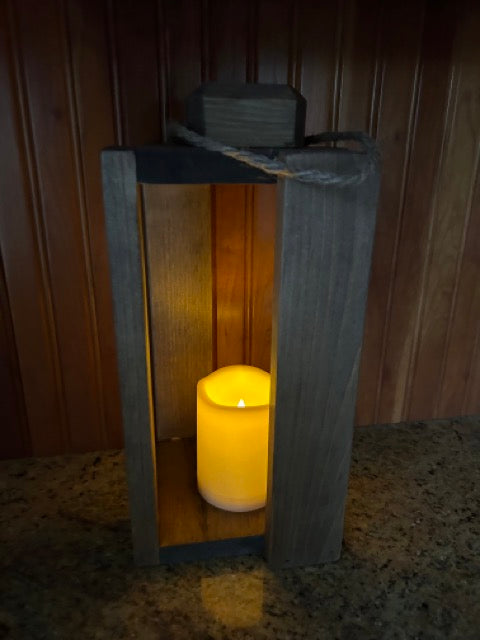 Rustic Candle Lantern - Walnut