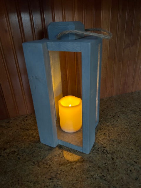 Rustic Candle Lantern - Weathered Grey