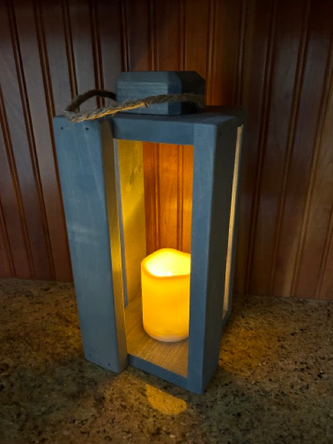 Rustic Candle Lantern - Weathered Grey