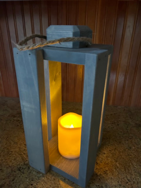 Rustic Candle Lantern - Weathered Grey