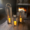 Wooden Candle Lanterns - Set of 3 INCLUDING Remote Control Candles