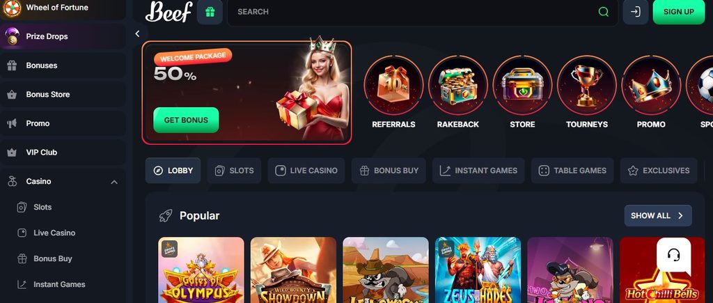 Claim check at Beef Casino: Novomatic reels in the offer banner
