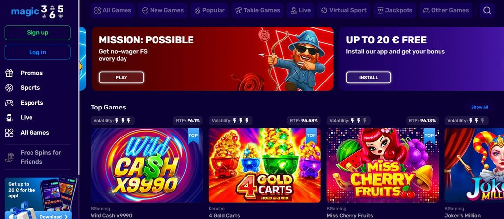 Claim check at magic365: sixty spins listed above a CAD 8 limit