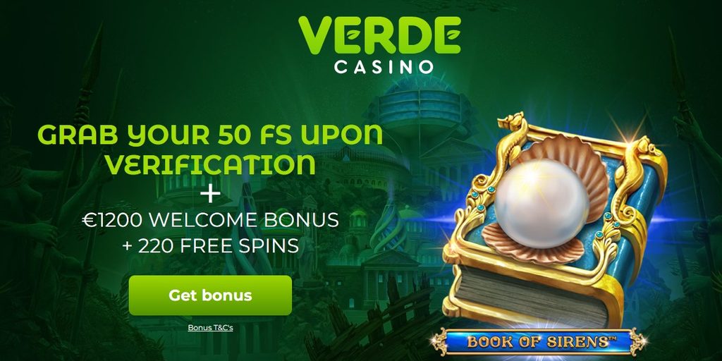 Claim check at Verdecasino: Book of Sirens offer on the promo page